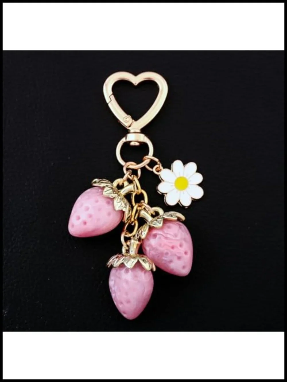 Cute Strawberry Keychain Bag Purse Charm Kawaii Flower Daisy Accessory Gifts